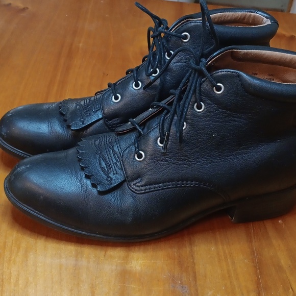 Ariat Black Leather Boots Classic Style Womens Size 7 - Picture 3 of 12